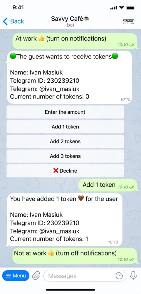 Simple system for staff in Savvy loyalty program